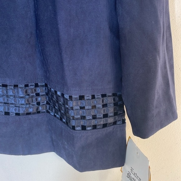 NWT. Leslie Fay 14 Petite Faux Suede Cage Hem Jacket & Pull On Pants Suit. - Picture 7 of 16